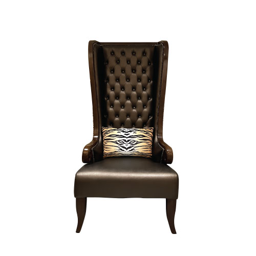 Majestic Leather Chair with Tiger skin print Wingback 
