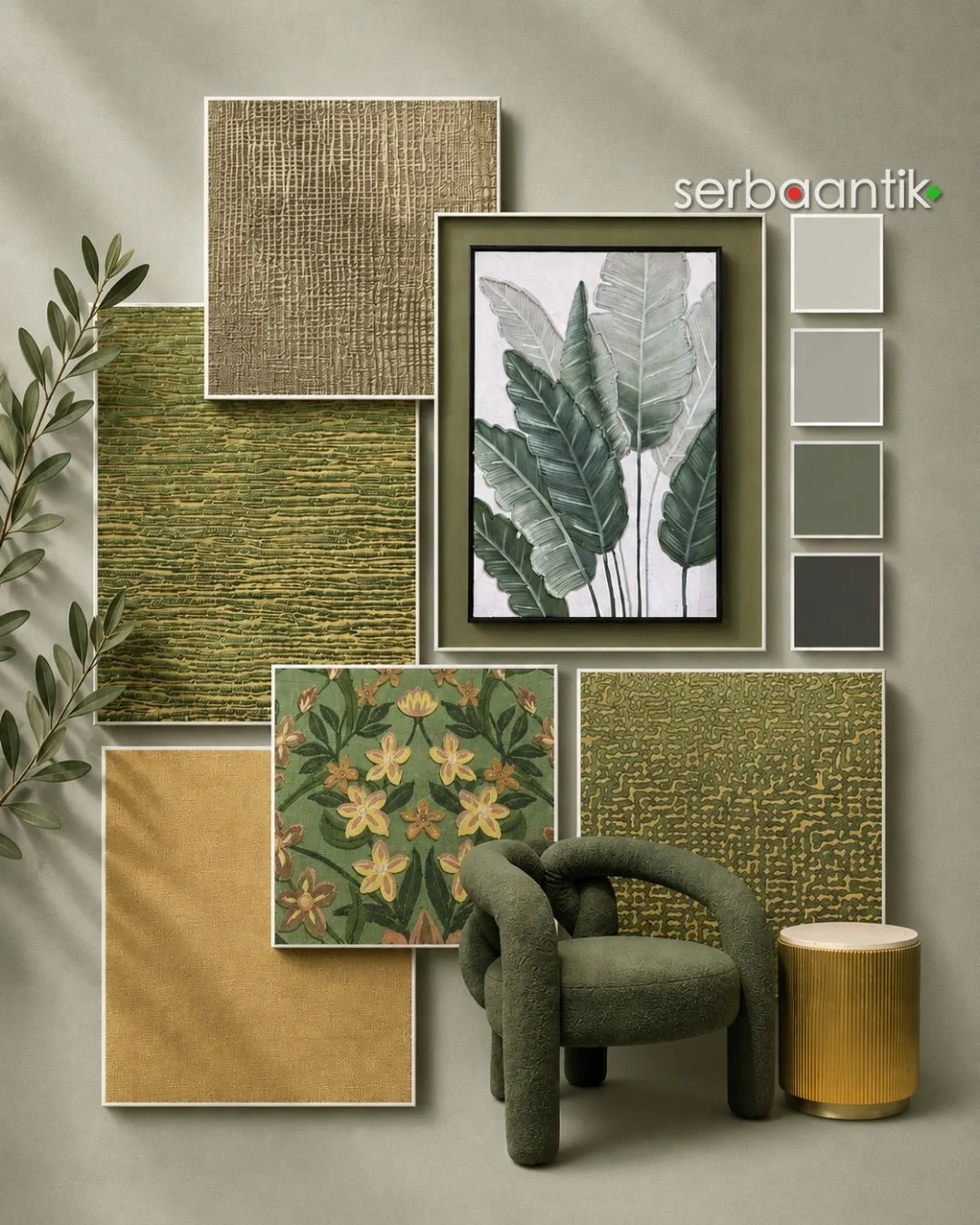 Olive Green Mood Board: Earthy Tones for Elegant Interiors