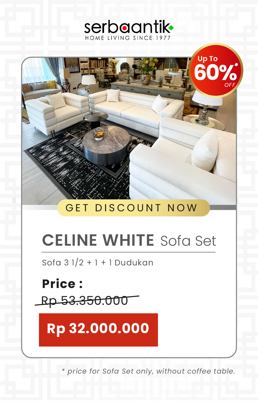 Celine White Sofa Set
