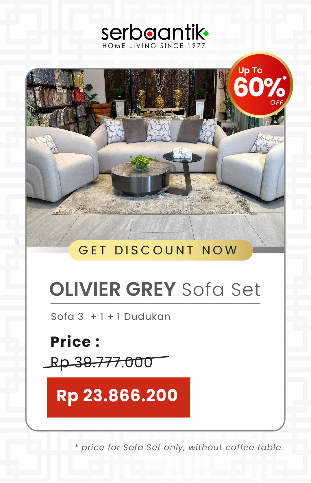 Olivier Grey Sofa Set